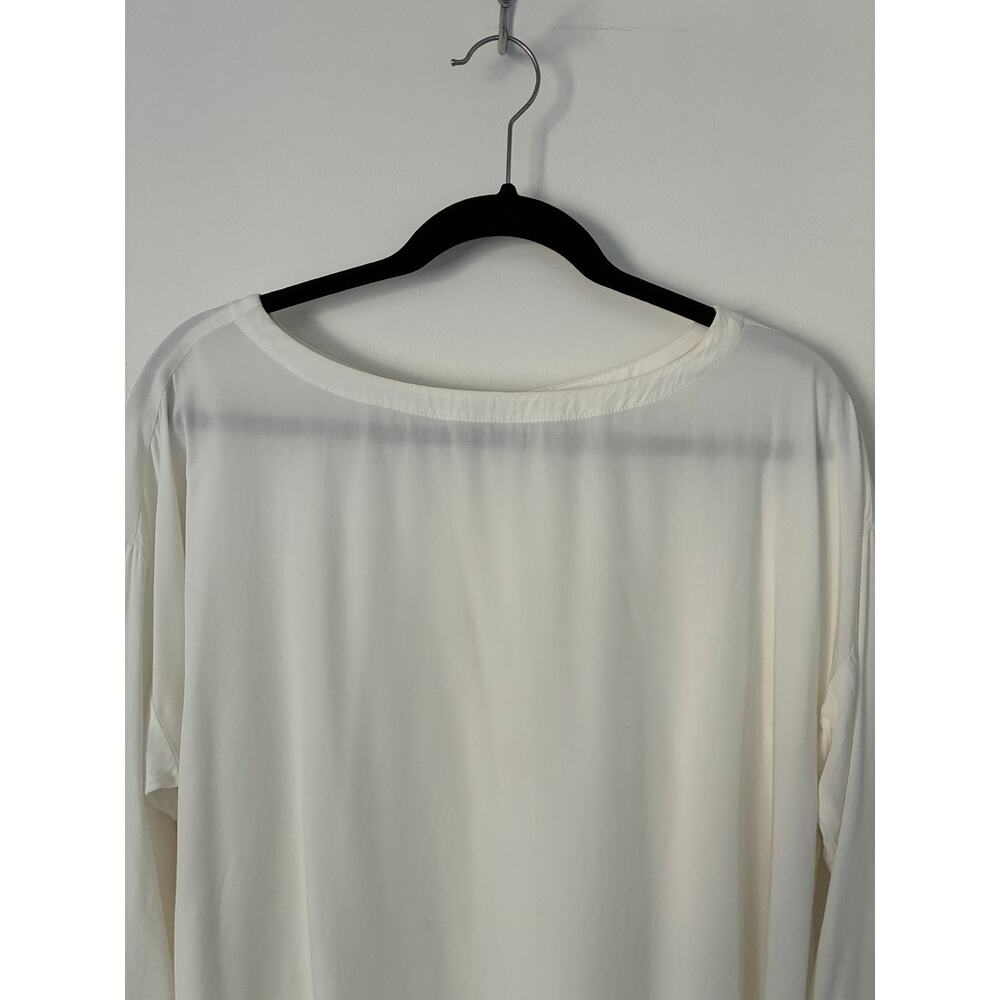 J. Jill White Lightweight Boatneck 3/4 Sleeve Button Black Closure Blouse Sz LP - Picture 2 of 11